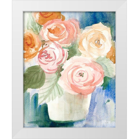 Cherry Peonies White Modern Wood Framed Art Print by Loreth, Lanie