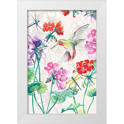 New Hummingbird Garden I White Modern Wood Framed Art Print by Pinto, Patricia