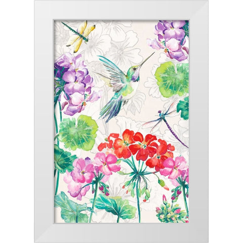 New Hummingbird Garden II White Modern Wood Framed Art Print by Pinto, Patricia
