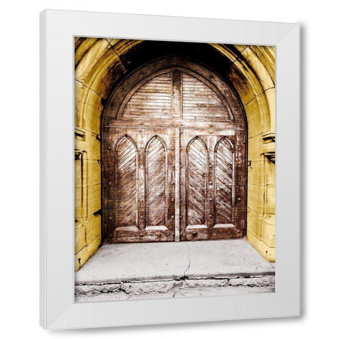 Golden Cathedral Door I White Modern Wood Framed Art Print by Bill Carson Photography