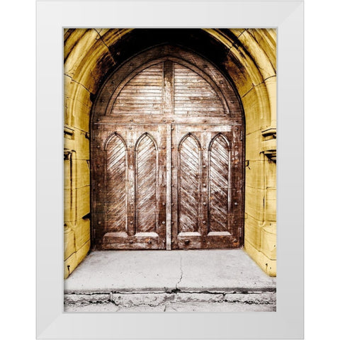 Golden Cathedral Door I White Modern Wood Framed Art Print by Bill Carson Photography