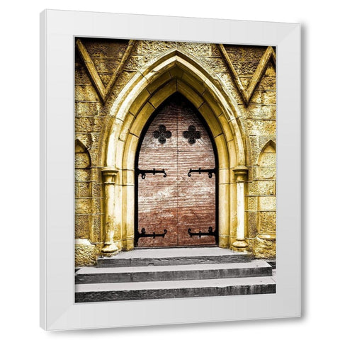 Golden Cathedral Door II White Modern Wood Framed Art Print by Bill Carson Photography