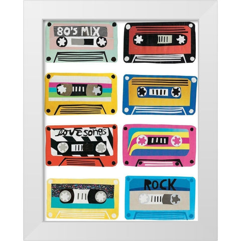 Retro Mix Tapes I White Modern Wood Framed Art Print by Bucheli, Jen