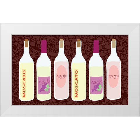 Moscato Bottles In A Row White Modern Wood Framed Art Print by Bucheli, Jen