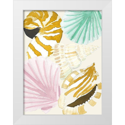 Seashell Collage White Modern Wood Framed Art Print by Bucheli, Jen
