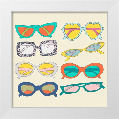 Retro Sunglasses White Modern Wood Framed Art Print by Bucheli, Jen