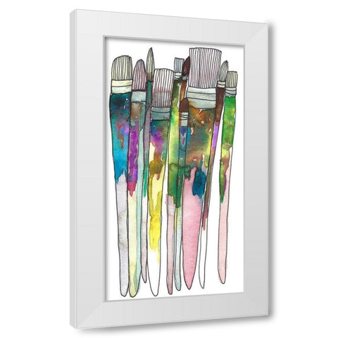 Paint Brushes White Modern Wood Framed Art Print by Bucheli, Jen