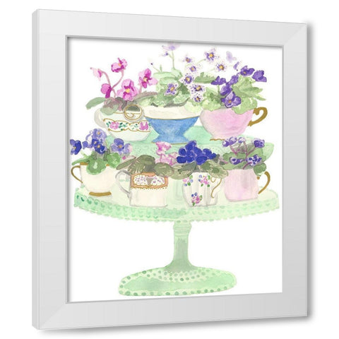 Floral Tea Cups White Modern Wood Framed Art Print by Bucheli, Jen