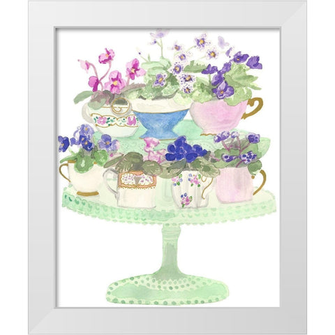 Floral Tea Cups White Modern Wood Framed Art Print by Bucheli, Jen