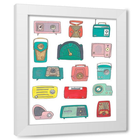 Retro Radios White Modern Wood Framed Art Print by Bucheli, Jen