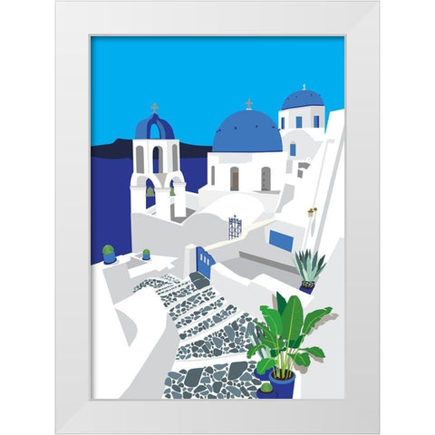 Santorini White Modern Wood Framed Art Print by Bucheli, Jen