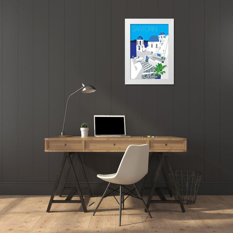 Santorini White Modern Wood Framed Art Print by Bucheli, Jen