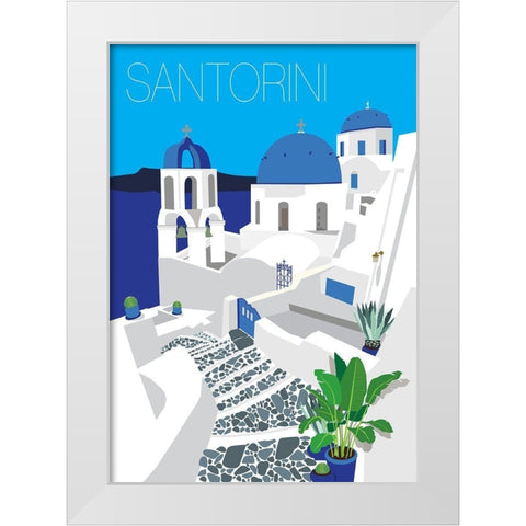 Santorini White Modern Wood Framed Art Print by Bucheli, Jen