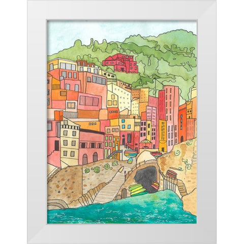 Village By The River White Modern Wood Framed Art Print by Bucheli, Jen