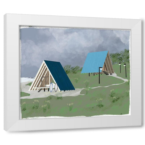 Lake Cabins At Dusk White Modern Wood Framed Art Print by Bucheli, Jen