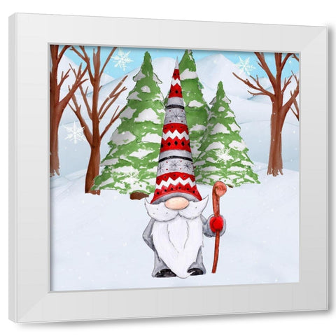 Fun Hat Gnoming Around I White Modern Wood Framed Art Print by Edwins, Hugo