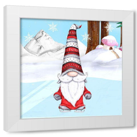 Fun Hat Gnoming Around II White Modern Wood Framed Art Print by Edwins, Hugo