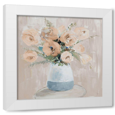 Neutral Peonies White Modern Wood Framed Art Print by Loreth, Lanie