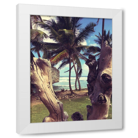 Oceanside Palms White Modern Wood Framed Art Print by Coppel, Anna