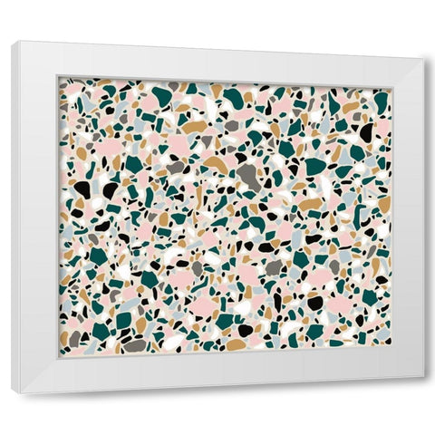 Teal Terrazo White Modern Wood Framed Art Print by Bucheli, Jen