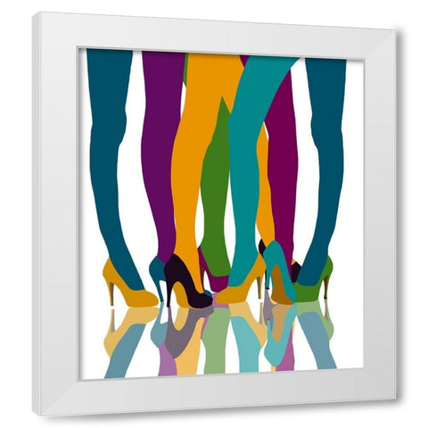 Colorful Legs White Modern Wood Framed Art Print by Bucheli, Jen