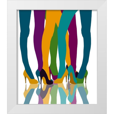 Colorful Legs White Modern Wood Framed Art Print by Bucheli, Jen