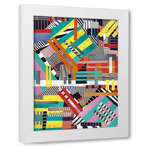 Colorful Abstract Lines White Modern Wood Framed Art Print by Bucheli, Jen
