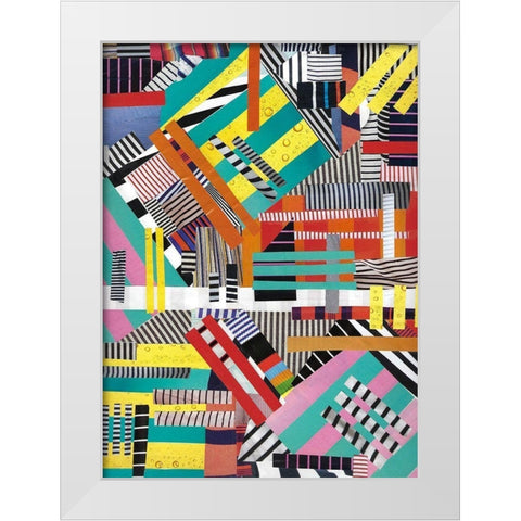 Colorful Abstract Lines White Modern Wood Framed Art Print by Bucheli, Jen