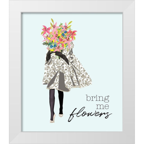 Bring Me Flowers White Modern Wood Framed Art Print by Bucheli, Jen