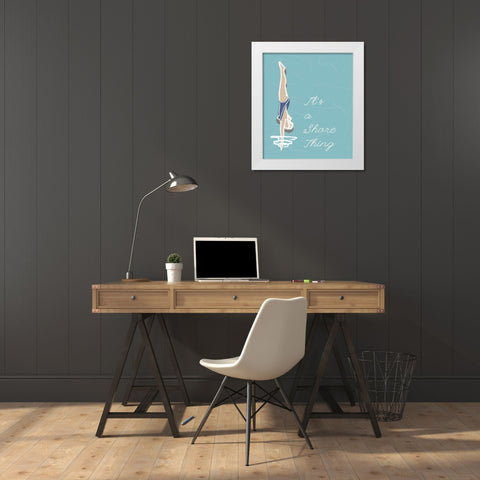 Its A Shore Thing White Modern Wood Framed Art Print by Bucheli, Jen