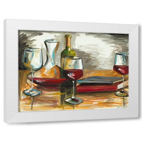 Wine and Books White Modern Wood Framed Art Print by French-Roussia, Heather A.
