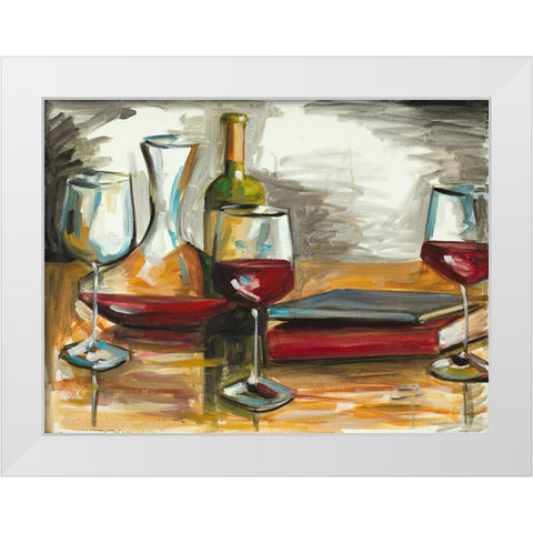 Wine and Books White Modern Wood Framed Art Print by French-Roussia, Heather A.
