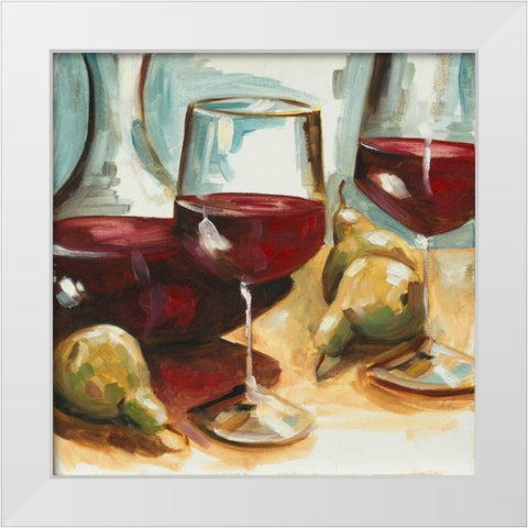 Red Wine and Pears White Modern Wood Framed Art Print by French-Roussia, Heather A.