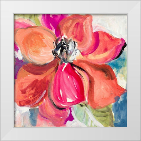 Living Coral Magnolia White Modern Wood Framed Art Print by Loreth, Lanie