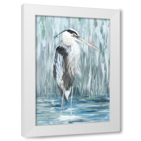 Standing Still Heron I  White Modern Wood Framed Art Print by DeRice, Julie