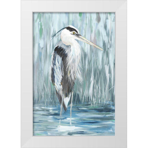 Standing Still Heron I  White Modern Wood Framed Art Print by DeRice, Julie