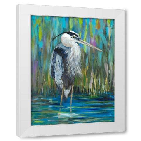 Standing Heron I White Modern Wood Framed Art Print by DeRice, Julie