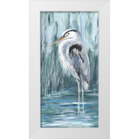 Standing Still Heron II White Modern Wood Framed Art Print by DeRice, Julie