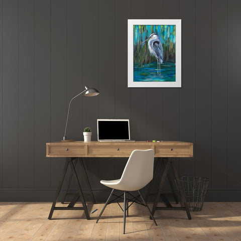Standing Heron II White Modern Wood Framed Art Print by DeRice, Julie