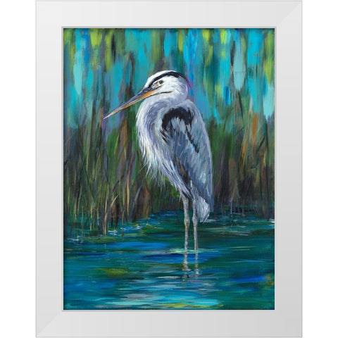 Standing Heron II White Modern Wood Framed Art Print by DeRice, Julie