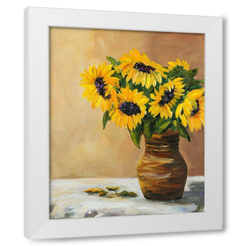 Sunflowers White Modern Wood Framed Art Print by DeRice, Julie
