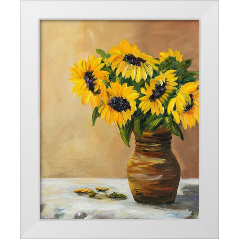 Sunflowers White Modern Wood Framed Art Print by DeRice, Julie