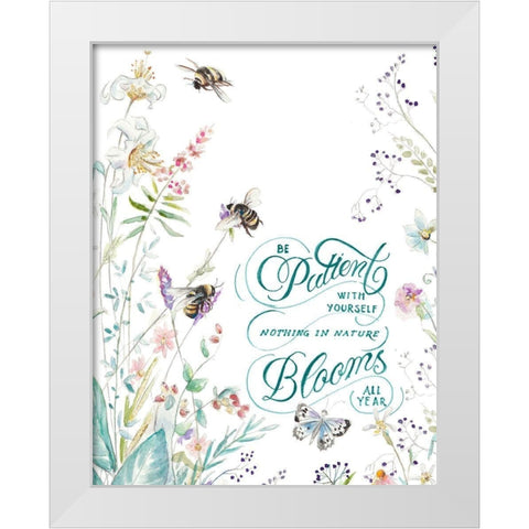 Patient Blooms White Modern Wood Framed Art Print by Pinto, Patricia