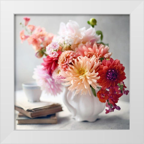 Afternoon Tea Floral White Modern Wood Framed Art Print by Gardner, Sarah