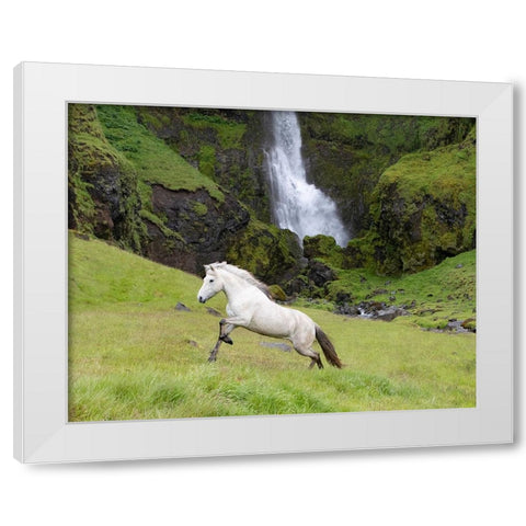 Waterfull Run White Modern Wood Framed Art Print by Walker, Carol