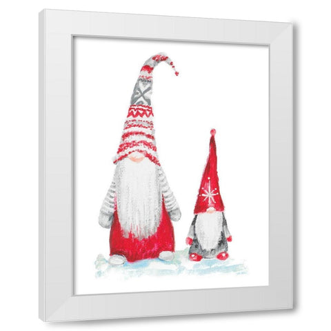 Gnome Duo White Modern Wood Framed Art Print by Gaynor, Janice
