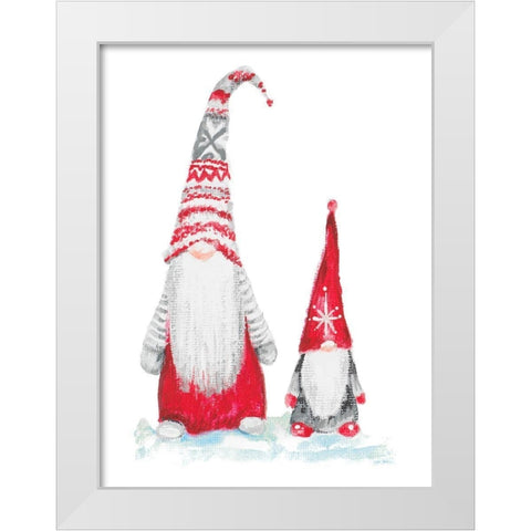 Gnome Duo White Modern Wood Framed Art Print by Gaynor, Janice