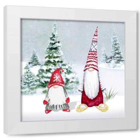 Gnomes on Winter Holiday II White Modern Wood Framed Art Print by Gaynor, Janice