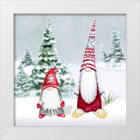 Gnomes on Winter Holiday II White Modern Wood Framed Art Print by Gaynor, Janice