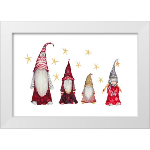 Gnome Family White Modern Wood Framed Art Print by Gaynor, Janice